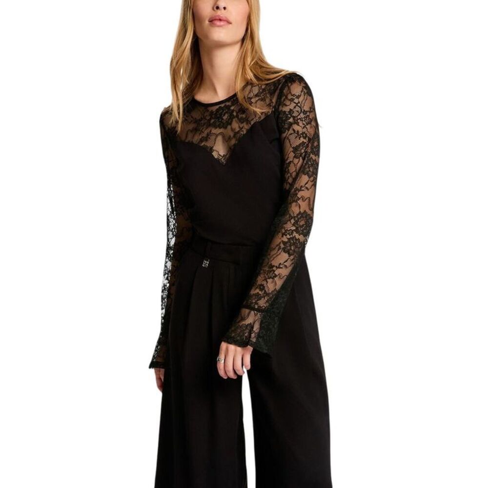 Morgan De Toi Black Viscose Long Sleeve Women's T-Shirt